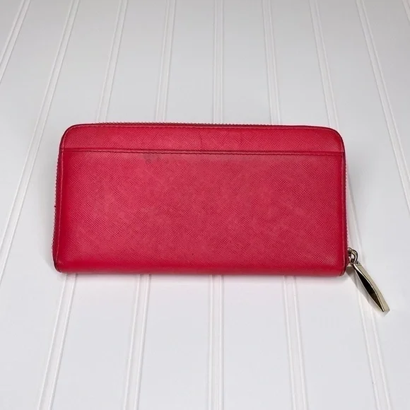 Kate Spade Wallet Clutch Zip Around Pink Leather - Picture 2 of 10